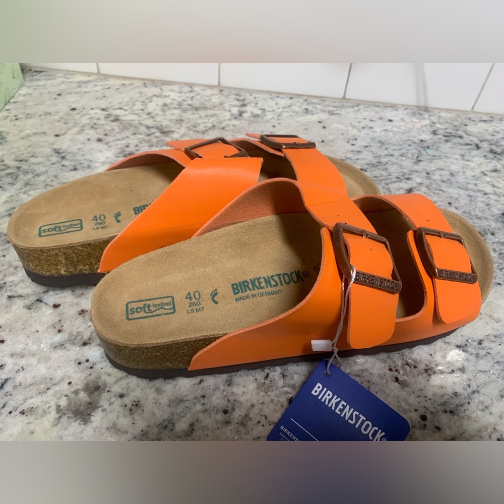 Orange, new without box Birkenstocks…size 40